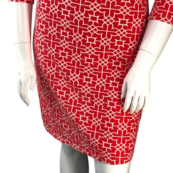 Gretchen Scott Womens Size L Dress Shift Jersey Geometric Print Round Neck Red - Picture 3 of 15